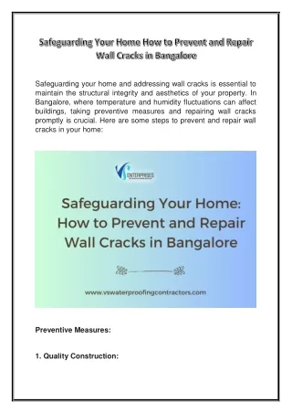 Safeguarding Your Home How to Prevent and Repair Wall Cracks in Bangalore