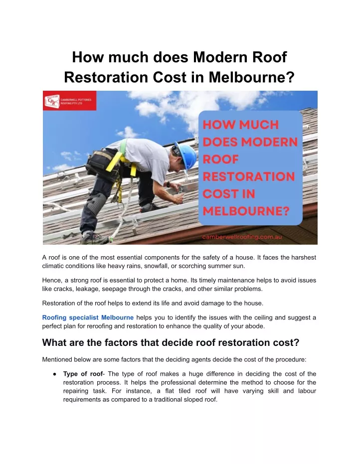 how much does modern roof restoration cost