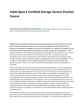 valid open e certified storage servers practice