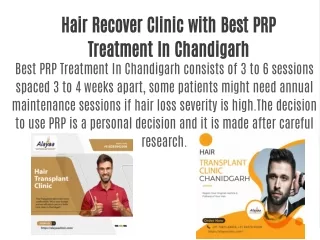 Hair Recover Clinic with Best PRP Treatment In Chandigarh