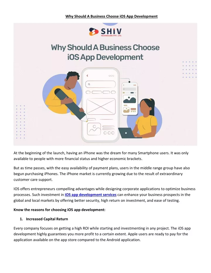 why should a business choose ios app development