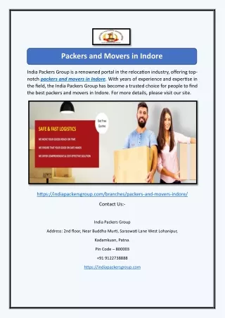 Packers and Movers in Indore