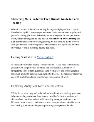 Mastering MetaTrader 5_ The Ultimate Guide to Forex Trading