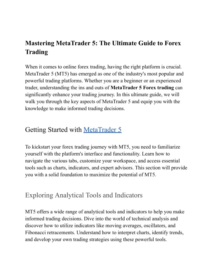 mastering metatrader 5 the ultimate guide