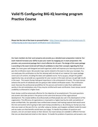 valid f5 configuring big iq learning program