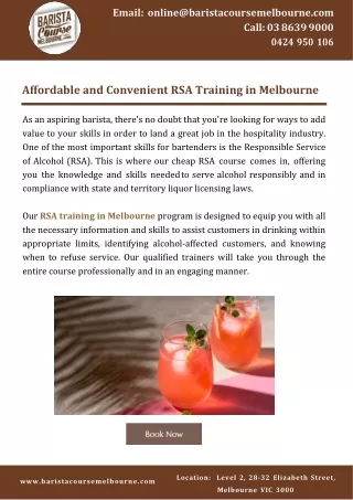 Affordable and Convenient RSA Training in Melbourne