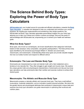 The Science Behind Body Types_ Exploring the Power of Body Type Calculators