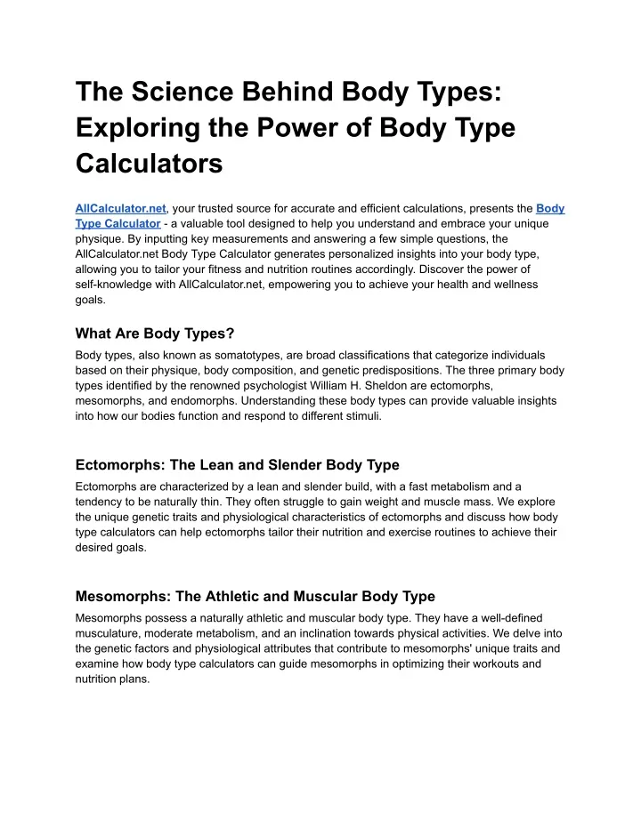 the science behind body types exploring the power