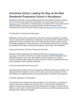 Grandview School_ Leading the Way as the Best Residential Preparatory School in Muzaffarpur
