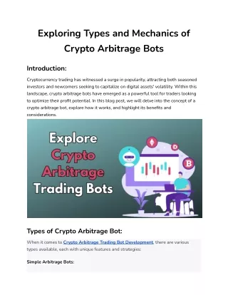 Exploring Types and Mechanics of Crypto Arbitrage Bots