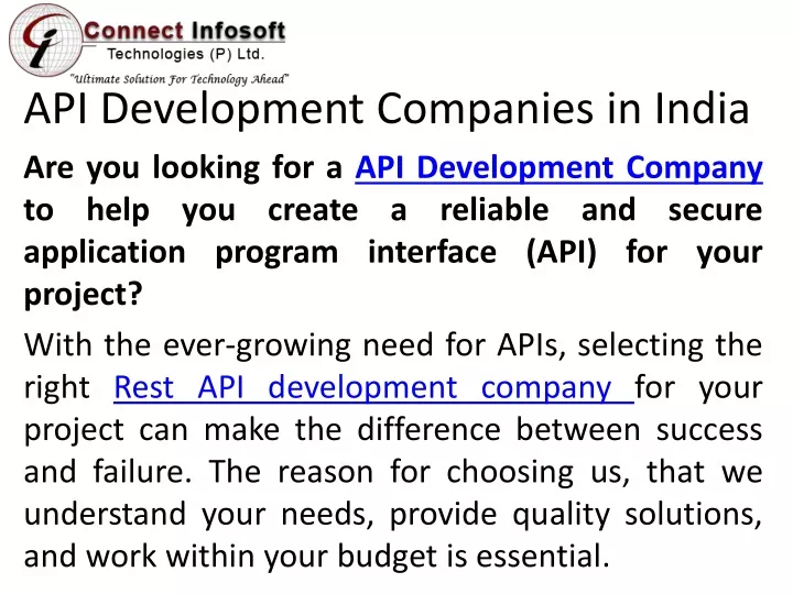 api development companies in india