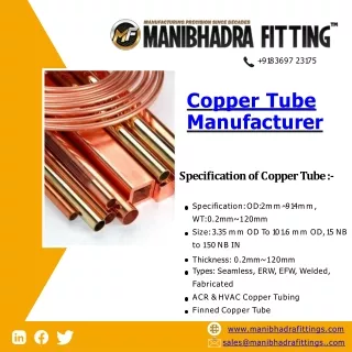 Copper Tube| Medical Gas Copper Pipe| Mexflow Copper Pipes & Tubes| Manibhadra F