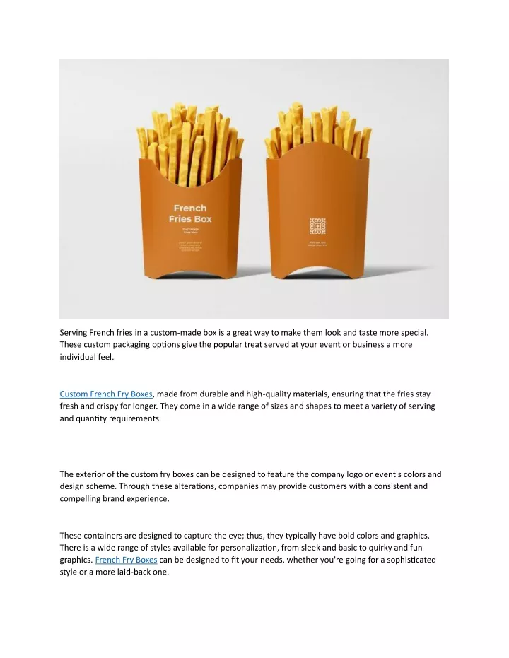 serving french fries in a custom made