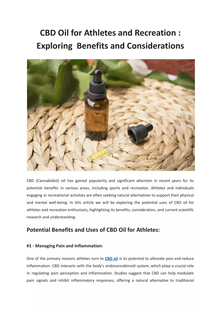 cbd oil for athletes and recreation exploring