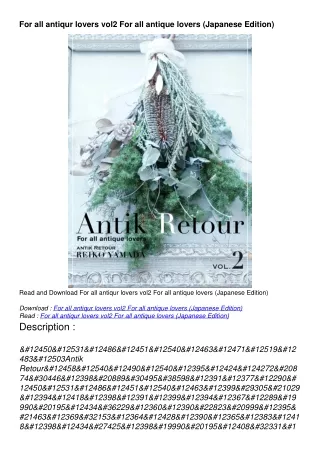 PDF/READ For all antiqur lovers vol2 For all antique lovers