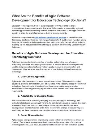 What Are the Benefits of Agile Software Development for Education Technology Solutions_