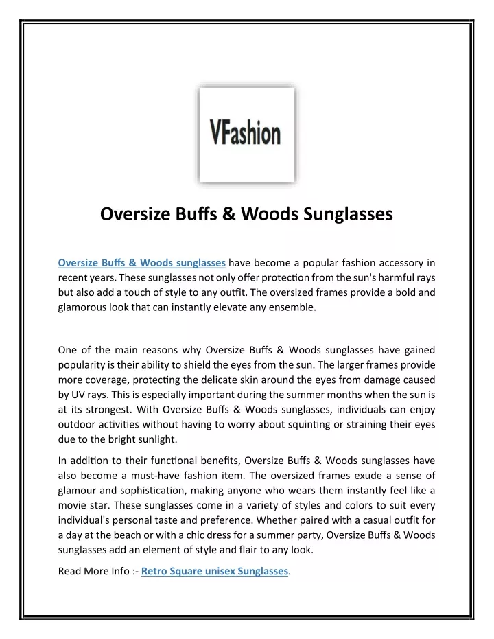 oversize buffs woods sunglasses