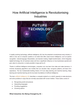 how artificial intelligence is revolutionising