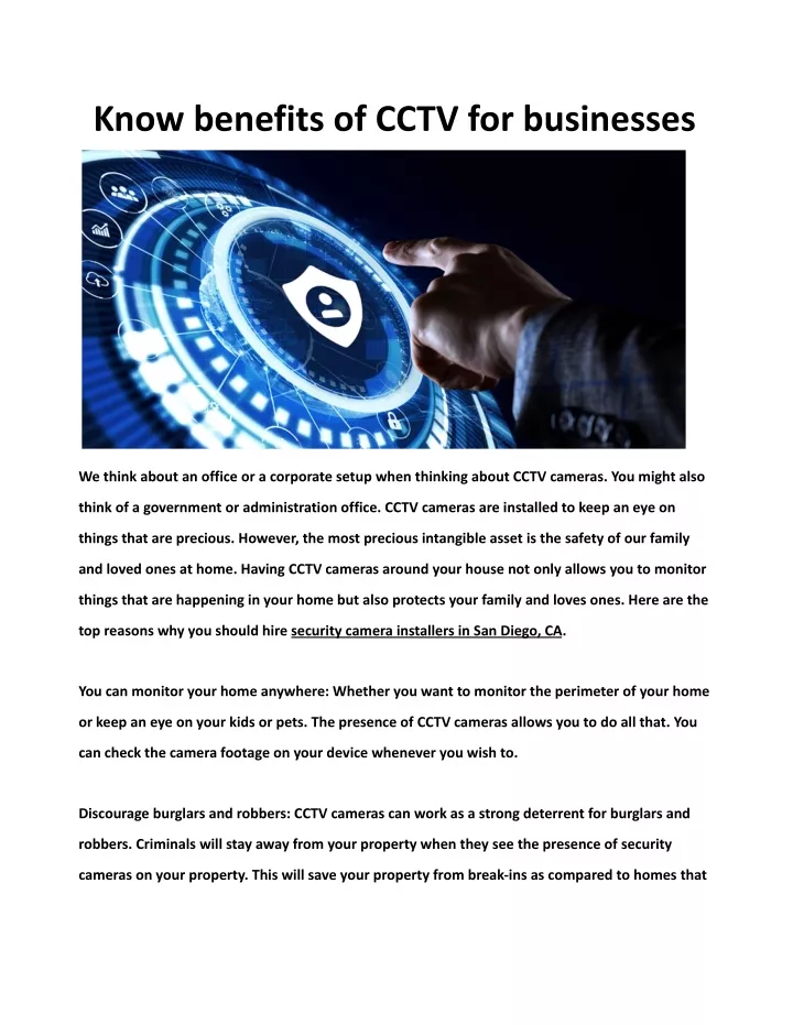 know benefits of cctv for businesses