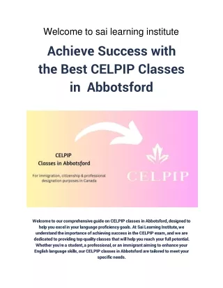 Achieve Success with the Best CELPIP Classes in Abbotsford