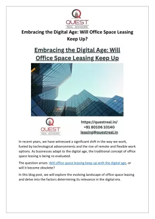 Embracing the Digital Age Will Office Space Leasing Keep Up