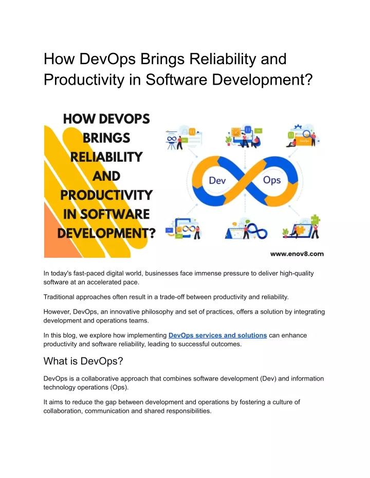 how devops brings reliability and productivity