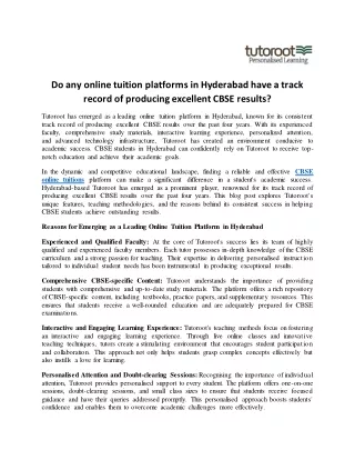 do any online tuition platforms in hyderabad have