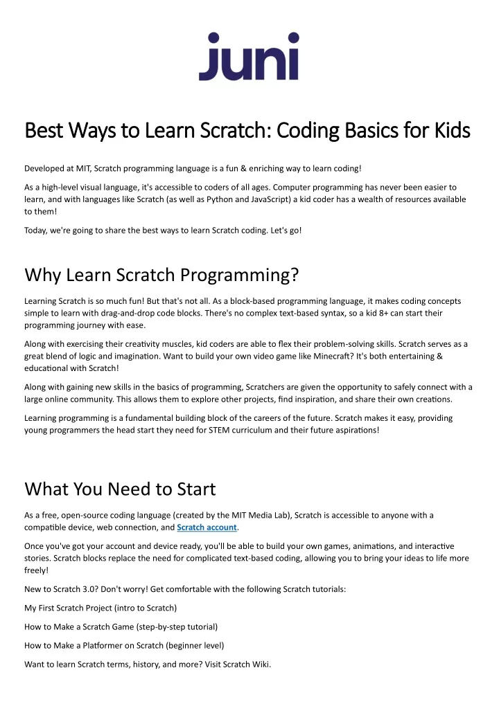 best ways to learn scratch coding basics for kids