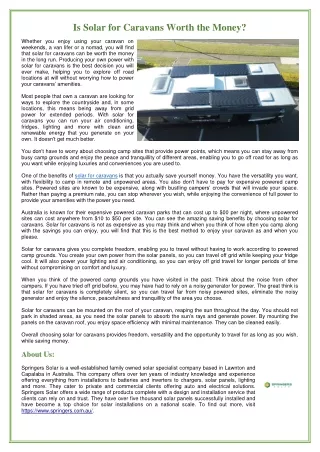 is solar for caravans worth the money