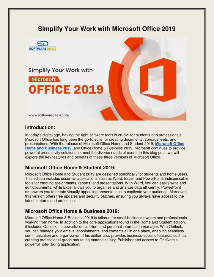 simplify your work with microsoft office 2019