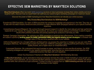 Effective SEM Marketing by ManyTech Solutions