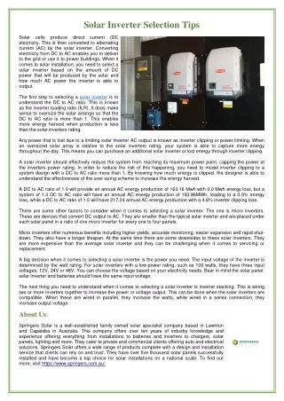 solar inverter selection tips