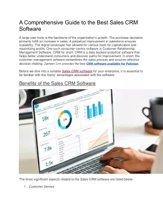 A Comprehensive Guide to the Best Sales CRM Software