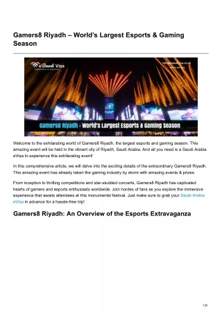Gamers8 Riyadh Worlds Largest Esports Gaming Season