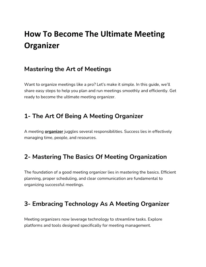 how to become the ultimate meeting organizer
