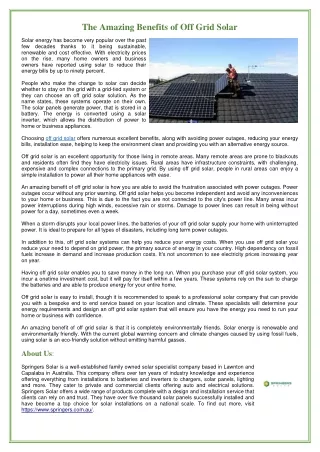 the amazing benefits of off grid solar