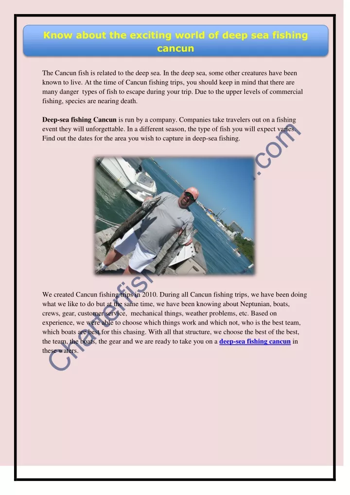 know about the exciting world of deep sea fishing