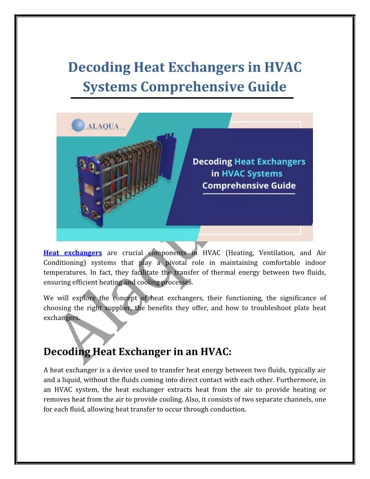 decoding heat exchangers in hvac systems