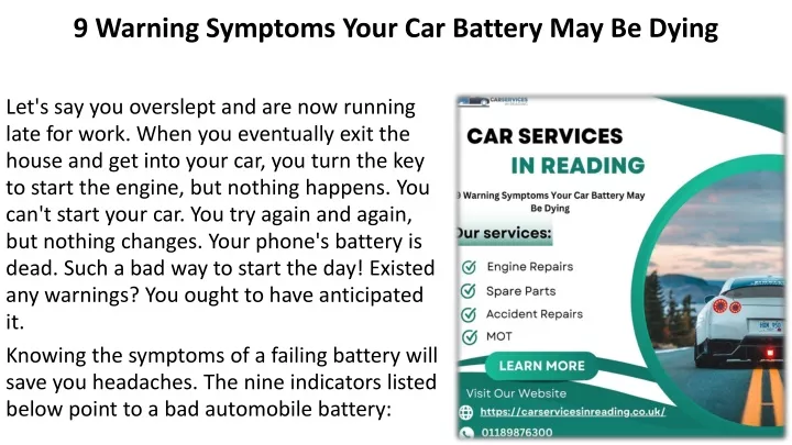 9 warning symptoms your car battery may be dying