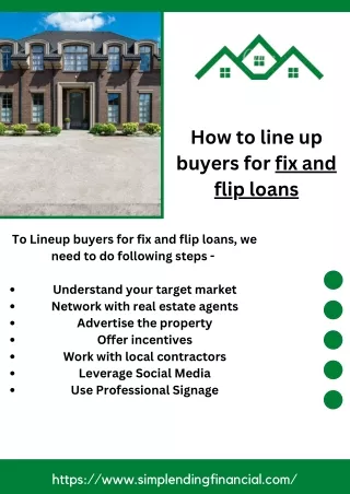 How to line up buyers for fix and flip loans