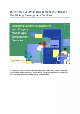 Enhancing Customer Engagement with Shopify Mobile App Development Services