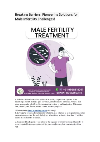 Breaking Barriers: Pioneering Solutions for Male Infertility Challenges!