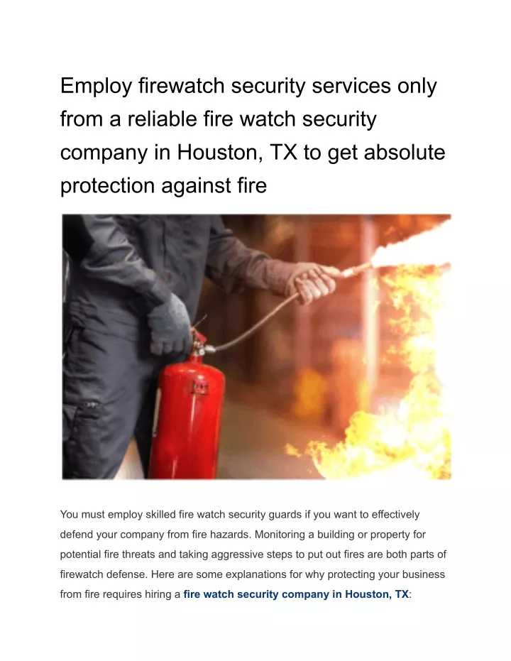 employ firewatch security services only from