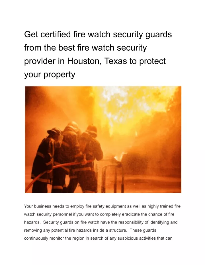 get certified fire watch security guards from