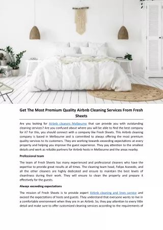 Get The Most Premium Quality Airbnb Cleaning Services From Fresh Sheets