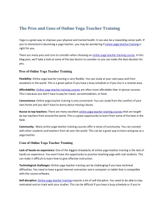 The Pros and Cons of Online Yoga Teacher Training