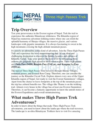 Three High Passes Trek PDF