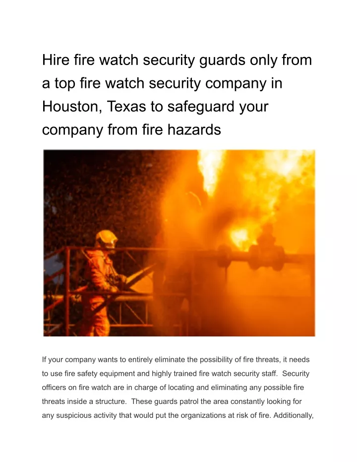 hire fire watch security guards only from