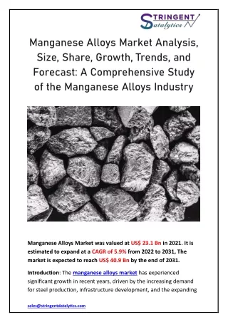 manganese alloys market analysis size share
