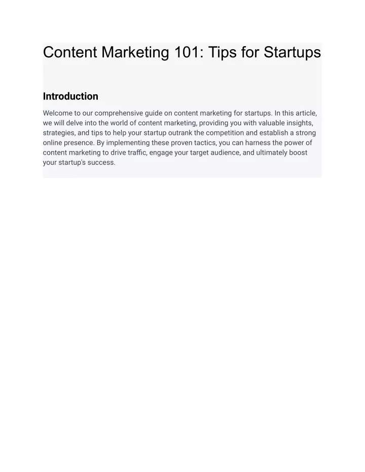 content marketing 101 tips for startups